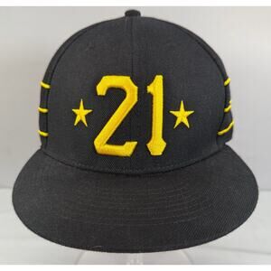 Roberto Clemente #21 Snapback Hat Black Yellow Puerto Rico Tribute Baseball Cap